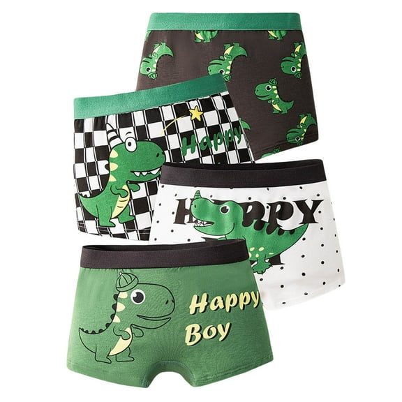 Underwear Boys 4 Pack Briefs Kids Breathable Soft Elastic Waistband Daily Wear Boys Boxer Briefs Dark Green 2XL(11 Years 12 Years)