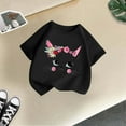 thumbnail image 5 of Toddler Girl Tops 2t Round Neck Cute Printed Short Sleeve T-Shirt Fashion Casual Basic Shirts Tee for Toddler & Kids Black,150, 5 of 5