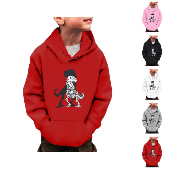 Kids Dinosaur Hoodie Sweatshirt Long Sleeve Pullover Crewneck Warm Winter Top for Toddler Boys Girls Ages 3-14