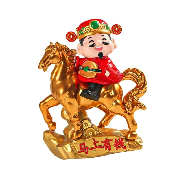 Figura de Dios de la Riqueza, Adorno de Escritorio, Figura Compacta de Feng Shui de Caballo Rico para rojo