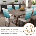thumbnail image 4 of Rustic Stripes Chair Covers Set of 6 Aqua Gradient Farmhouse Wood Grain Chair Back Covers Stretch Removable Washable Slipcovers Protector for Dining Room Kitchen Party Decor, 4 of 5