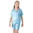 thumbnail image 4 of Topgal Cute Cupcake and Colorful Heart Pajamas for Girls – Satin Silky Short Sleeve Button Down PJ Set Size 14, 4 of 7