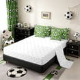 thumbnail image 3 of Meiyoeat Sporty Soccer Ball Pattern Twin Bedding 7-Piece for Teens, Playful Football Field Print Bedding Comforter Set for Bedroom, Green Black White, 3 of 5