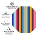 thumbnail image 3 of Honeii Yellow Blue Mexican Blanket Stripes Print Leather Coaster Set of 4, Ideal for Safeguarding Your Furniture from Drinks Spills and Effortless cleanup-Octagon, 3 of 6