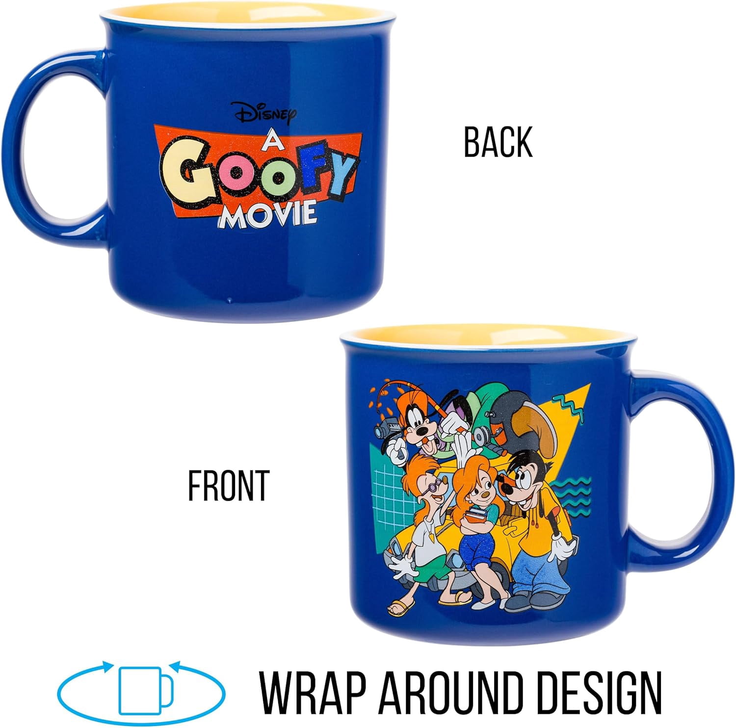 Silver Buffalo Disney A Goofy Movie Retro Featuring Roxanne, Max Goof, and Bobby Zimmeruski Ceramic Camper Mug, 20 Ounces