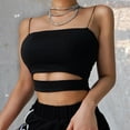 thumbnail image 3 of Seyurigaoka Women Sexy Black Sleeveless Camisole Summer Hollow Out Slim Vest, 3 of 5