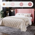 thumbnail image 5 of Amolife Full Size Bed Frame, Velvet Platform Bed with Upholstered Wingback Headboard, No Box Spring Needed, Pink, 5 of 12