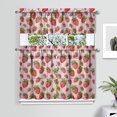 thumbnail image 2 of Kitchen Curtains 36 Inch Short - 3 Panel Set Strawberry Print, Rod Pocket Window Curtains 100% Polyester, Cute Fruit Valance for Farmhouse, Cafe, Living Room, Bedroom, Easy Wash, 2 of 6