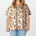 thumbnail image 3 of XADYUY Womens Plus Size Summer Tops 2024 Sexy Short Sleeve Tops Floral Graphic Tees V Neck Shirts Loose Casual Summer Clothes,4XL Saffron, 3 of 4