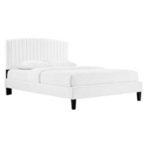 Alessi Performance Velvet Full Platform Bed White