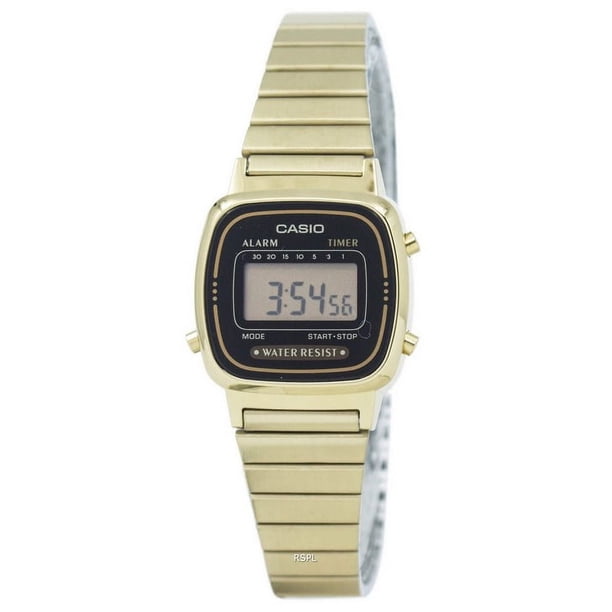 Casio Reloj Digital de Acero Inoxidable con Alarma y Temporizador LA670WGA-1DF para Mujer.