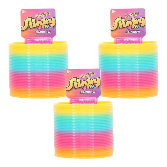 Plastic Rainbow Slinky Toy 3-Pack – Classic Spring Fidget Set