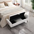 thumbnail image 3 of HOQBN 60" Modern Storage Bench with Mid-Centruy Wood Legs,Bench with Storage for Living Room, Bedroom Cream, 3 of 9