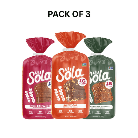 Sola Variety Pack Deliciously Seeded Bread,Sweet Oat Sliced Bread,Sweet & Buttery Sliced Bread,42oz