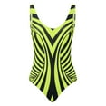 thumbnail image 4 of Xudanell Women's Vintage Padded Push up One Piece Swimsuits Tummy Control Bathing Suits Plus Size Swimwear Sexy Summer Swimwear (XXL,Yellow), 4 of 5