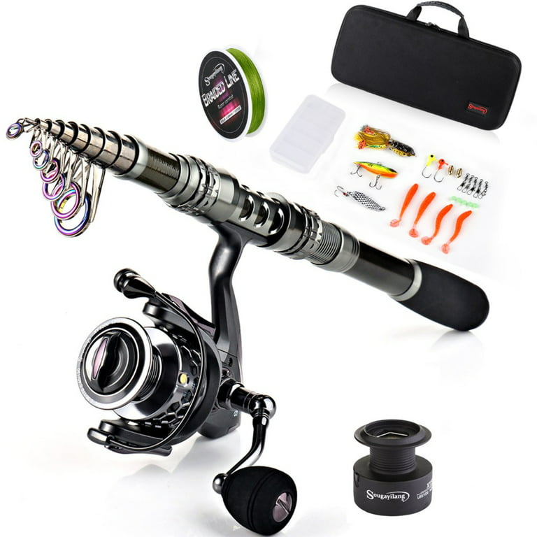 PLUSINNO Fishing Pole, Fishing Rod and Reel Combo,Telescopic Fishing Rod Kit  with Spinning Reel - AliExpress