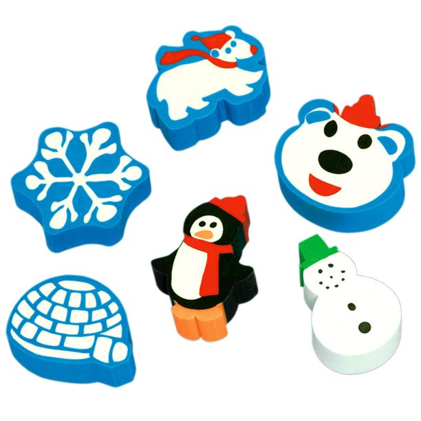 Winter Fun Erasers (12 Count) Party Supplies