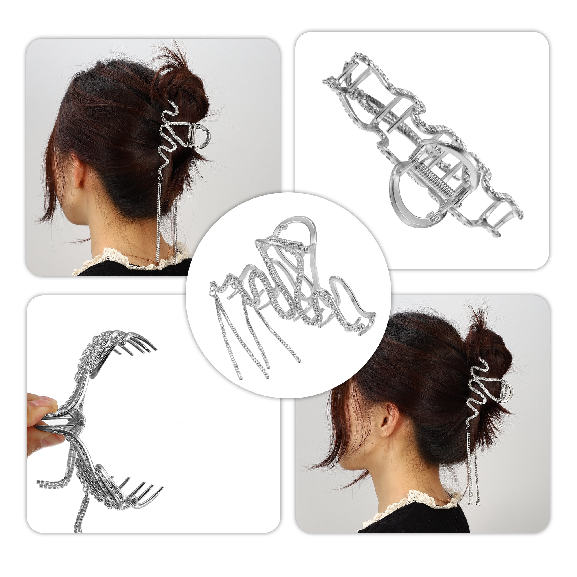 Unique Bargains Metal Hair Claws Hair Clips Hair Barrettes Silver Tone
