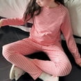 thumbnail image 4 of Cethrio Girls Thermal Pajama Sets, Two Piece Comfy Long Sleeve Winter Sleepwear Loungewear Pink Size 7-8, 4 of 4