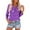 Purple, variant on Fznquz Plus Size Tops for Women Casual 3/4 Length Sleeve Plain Blue Shirt Button Solid Color V Neck Tees,M
