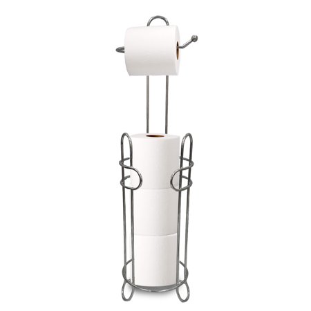 Cameo Bathroom Toilet Paper Holder Stand, Tissue Paper Roll Dispenser, Storage for 3 Spare Extra Mega Rolls