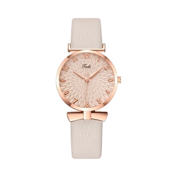 Resicozy Womens Watch Dress Watch Leather Strap Quartz Wrist Watch Simple Casual Classic Wrist Watch Beige One Size