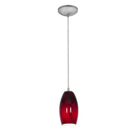 Access Lighting 28011-1C-BS-RUSKY Suspension Merlot One Light avec Cordon, Finition Acier Brossé & Abat-Jour en Verre Ciel Rouge