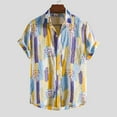 thumbnail image 2 of Mens Plus Size Shirts Clearance Hawaiian Short Sleeve Beach Shirt Patchwork Summer Casual Button Turn-down Collar Shirts, 2 of 9