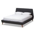 thumbnail image 2 of Baxton Studio Sinclaire Modern and Contemporary Dark Grey Fabric Upholstered Walnut-Finished Queen Sized Platform Bed, 2 of 7
