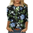 thumbnail image 2 of Fesfesfes T Shirt Pack Women's Summer Casual Crewneck 3/4 Sleeve T-Shirts Floral Print Fit Basic Tops Tees Blouses 12(XXL), 2 of 6