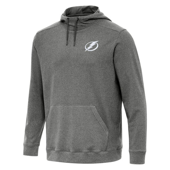 Men's Antigua Heather Black Tampa Bay Lightning Cloud Pullover Hoodie