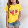 thumbnail image 2 of YDFCWXW Girl's Love You Berry Much Cute Strawberry Graphic Casual Crew Neck T-Shirt (Yellow, 13-14 Years), 2 of 4