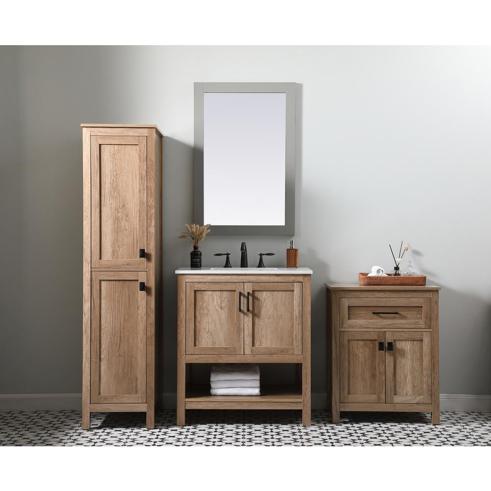 Elegant Kitchen and Bath 24 Inch Wide Bathroom Storage Freestanding Cabinet In Natural Oak
