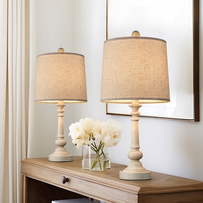 Oneach 20.25" Farmhouse Table Lamp Set of 2, Beige photo 1