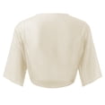 thumbnail image 4 of Baberdicy Cardigan Sweater Women Tie Front Chiffon Short Sleeve Cropped Sheer Bolero Cardigan Women's Cardigans Beige, 4 of 4