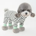 thumbnail image 3 of Eoperou Pet Romper Striped Pattern Contrast Color Fabric Close Fitting Kitten Dogs Pajamas Costume for Winter, 3 of 8
