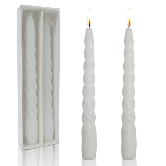 XINAOBAOLUO 7.3 inch Unscented Candles White Taper Candles Dripless Candle Sticks Smokeless Candles Pack of 2