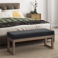 thumbnail image 2 of Simpli Home Milltown 44" Ottoman Bench in Midnight Black Faux Leather, 2 of 9