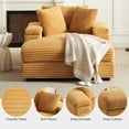 thumbnail image 2 of BUIORD 43.3" Accent Chair with Ottoman, Oversized Corduroy Single Sofa Chair with Pillows, Soild Wood Deep Seat Armchair for Living Room Bedroom, Ginger, 2 of 7