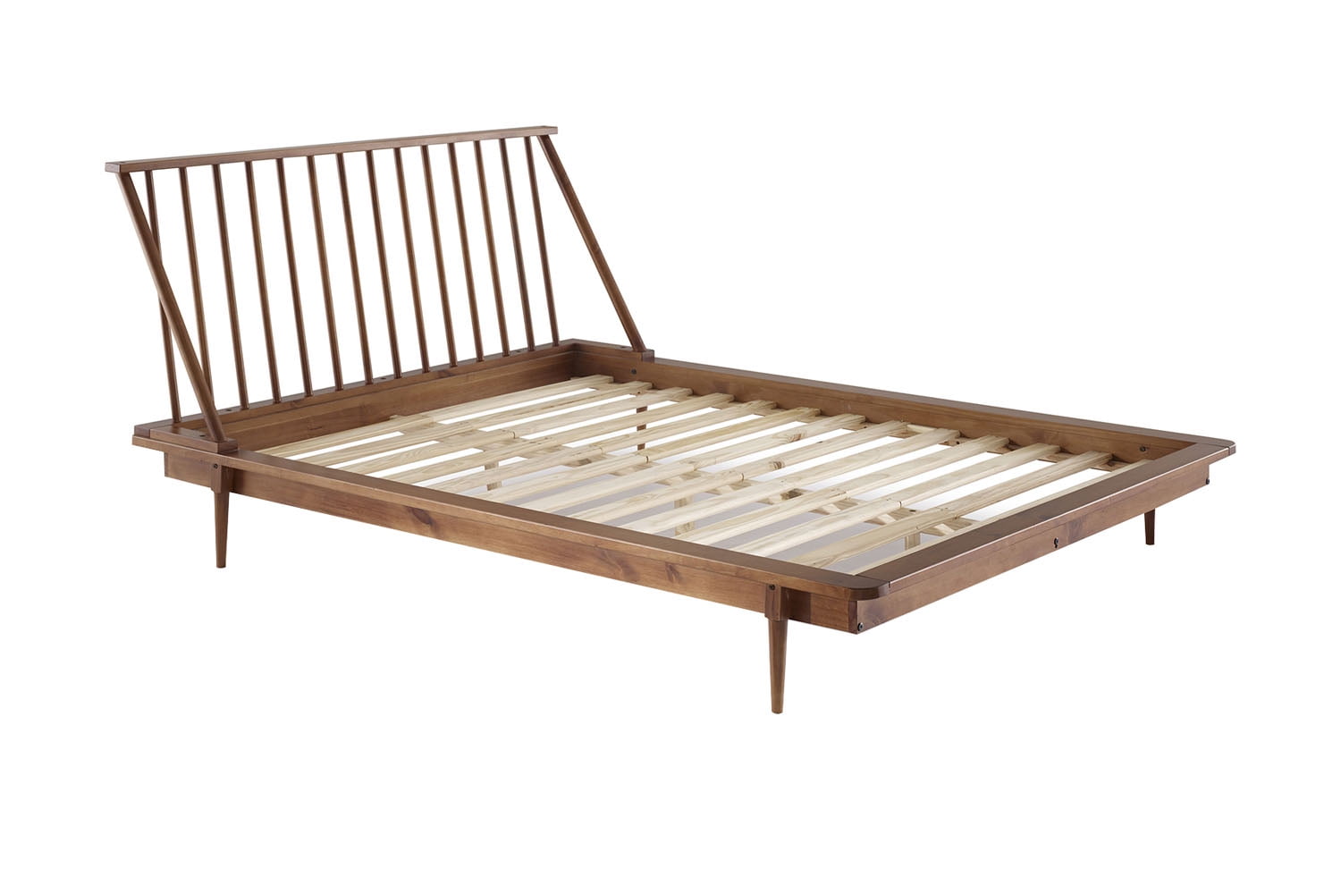 Modern Wood Queen Spindle Bed Caramel, Wood Spindle Bed King