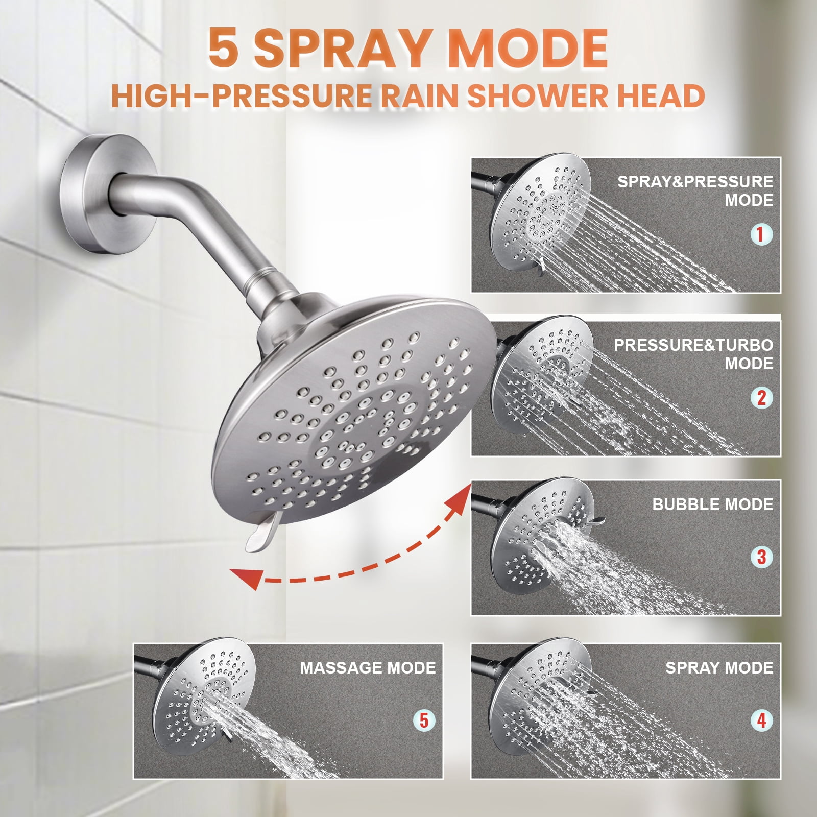 Wowow Shower Faucet with Valve, Bathroom Tub Shower Faucet Kit, Single Handle Rain Shower Head with Tub Spout, Brushed Nickel
