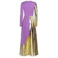 thumbnail image 5 of Nyeemya Women Liturgical Praise Dance Bodysuit Metallic Color Overlay Dress Wide-Leg Jumpsuit Choir Gown Lavender S, 5 of 6