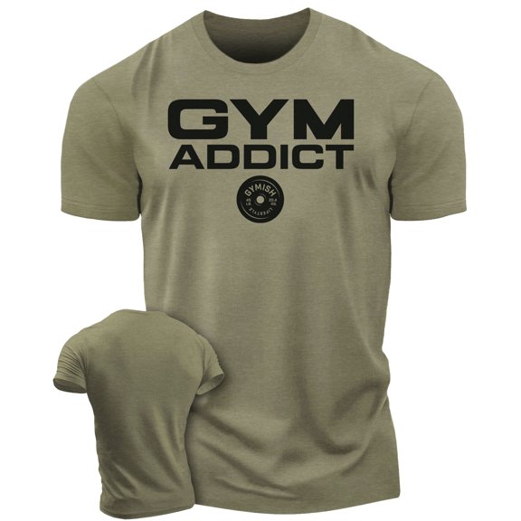 Gymish GYM-ADDICT Men’s Workout T-Shirt – Funny Gym Shirt, Lifting Tee, Athletic Fitness & Weightlifting Top