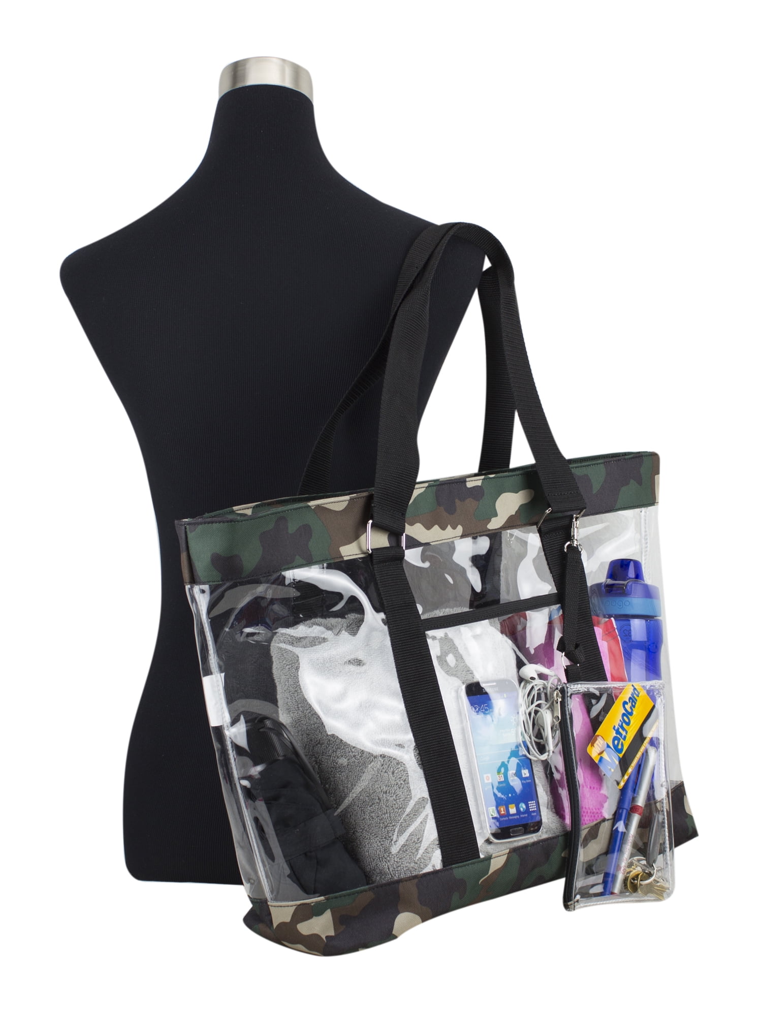 Eastsport Supreme Deluxe Clear Tote with Wristlet, Camo