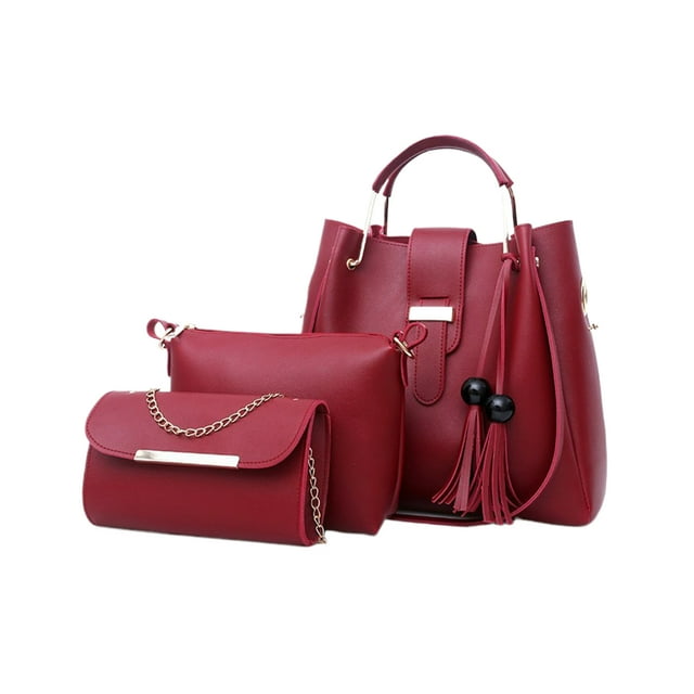 Youkk 3 Pcs Sac à Main Intemporel pour Femmes Élégant et Polyvalent Sac à Main Unique Rouge