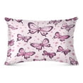 thumbnail image 2 of Pillow Case Plush Pillow Pink Butterfly Bliss Case standard size/King size/Queen size Bed Pillow Pillowcases, 2 of 9