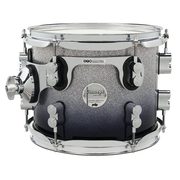 PDP Concept Maple 8x10 Suspended Tom Silver to Black Fade Lacquer with Chrome Hardware