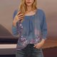 thumbnail image 2 of Blusas para las Mujeres Casual, 3/4 Manga Floral Estampado Camiseta de Moda Top Hecho de Poliéster Transpirable Suave para el Uso Diario de Primavera Otoño, Tops de Blusa para las Mujeres, 2 of 5