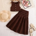 thumbnail image 3 of MEZZALL Child Girls Summer Outfit Sets Solid Color Sleeveless Crop Tops High Waist Ruffle Skirt For Toddler Kids Vacation Clothes Sets, 3 of 4