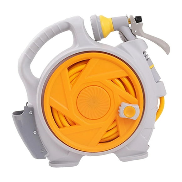 Carro portamangueras de jardín multifuncional que ahorra espacio, juego de carro para tuberías de agua telescópico Amarillo